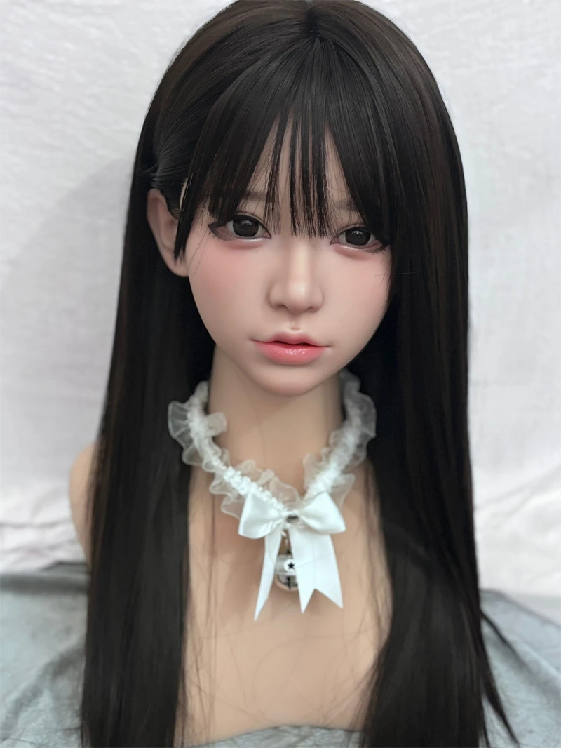 ROS Mouth Implanted Hair And Eyebrow Sex Doll Head Silicone Sexy Dolls For Adults Oral Sexy Mens Masturbation