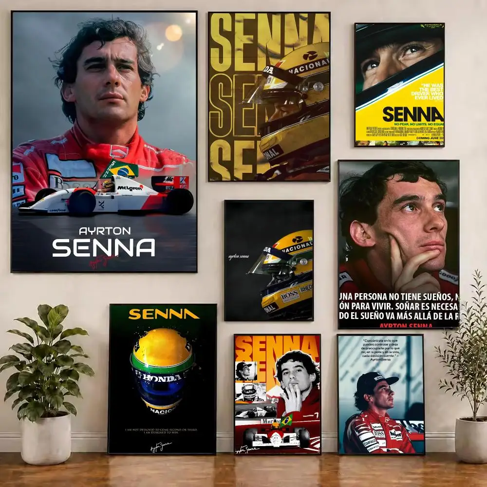 A-Ayrton Senna F1 Poster Self Adhesive PP Wall Sticker for Modern Bedroom Home Decor