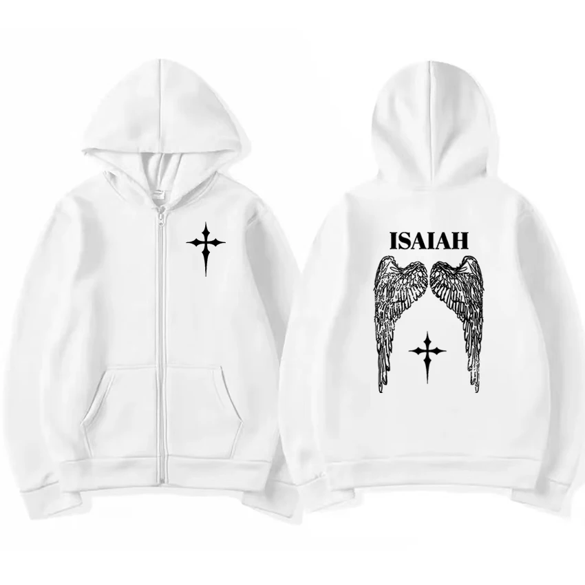 Christian Jesus Wing Bible Verse Zipper Hoodies Men Women Jacket Long sleeve Fleece Coat Unisex Autumn Winter Casual Sweatshirt