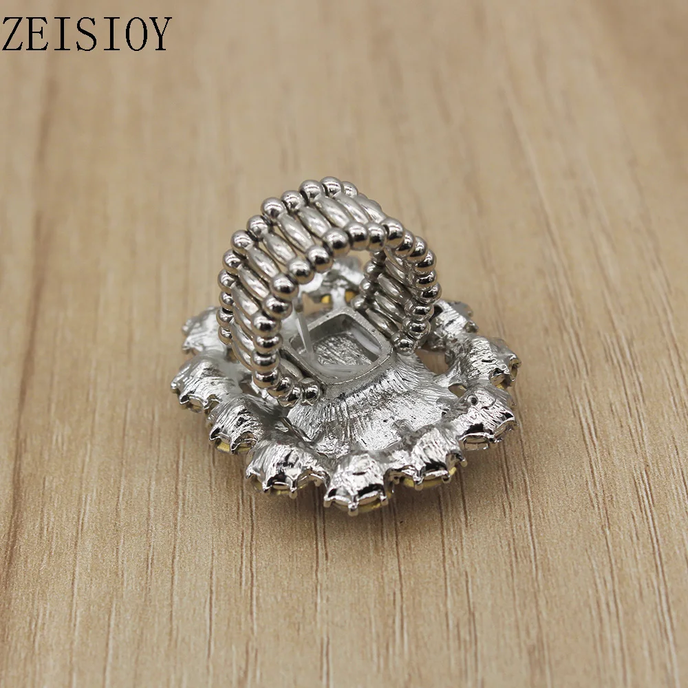 Elegant and personalized women's large ring, large glass stone, suitable for women, fashionable elastic finger ri image 4