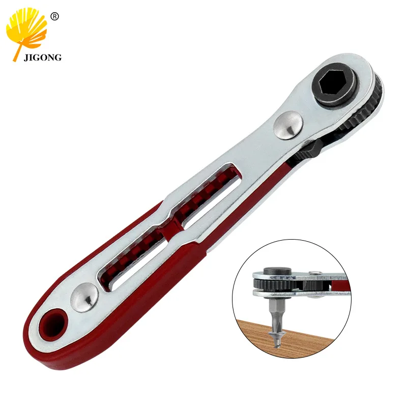 Two-Way Ratchet Screwdriver Wrench, Multi-Purpose Mini Manual Flat Head, Right Angle 1/4 Batch Socket Wrench