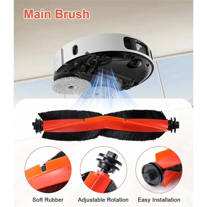 ABRW-For X20+/X10+/Dreame L10s Ultra/L10 Ultra/L10 Prime Robot Vacuum Cleaner Main Side Brush Hepa Filter Mop Bags