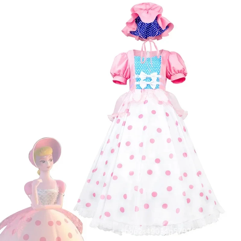 Disfraz de Anime para Mujer, Vestido Largo de Pastora, Disfraz de Halloween, Traje con Sombrero Rosa para Mujer y Niña, Talla X, 3; B'2.