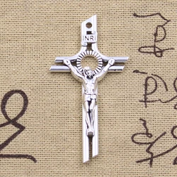 5pcs Charms INRI Cross Jesus 55x28mm Antique Silver Color Pendants DIY Crafts Making Findings Handmade Tibetan Jewelry