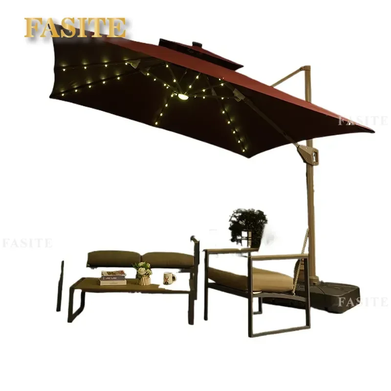For Outdoor Garden Patio Large Roman Parasol Umbrella Solar Powered Open Air Rooftop Villa Home Shade Sun Protection