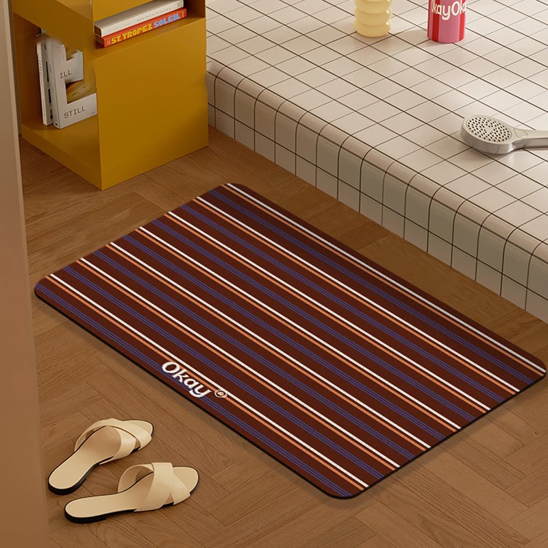 Simple Style Line Pattern Design Entrance Door Carpet Non-slip Dirt-resistant Kitchen Foot Mat Bathroom Diatom Mud Floor Mats IG