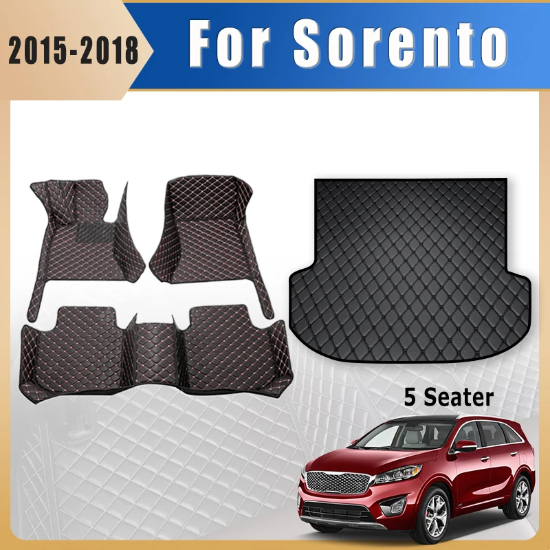 

Автомобильные коврики, ковры в багажник для Kia Sorento 2015 2016 2017 2018 (5 мест) подушечки для ног, автоаксессуары, детали интерьера, водонепроницаемые