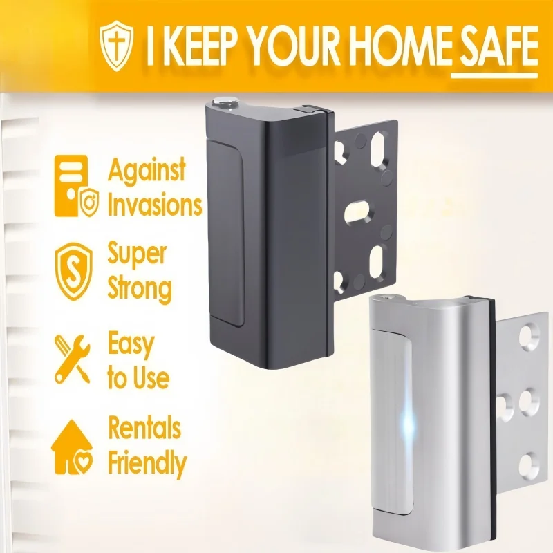 Upgrade Home Security Door Lock Childproof Door Reinforcement Lock with 3 Inch Stop Child Night Locks for Inward Swinging Door