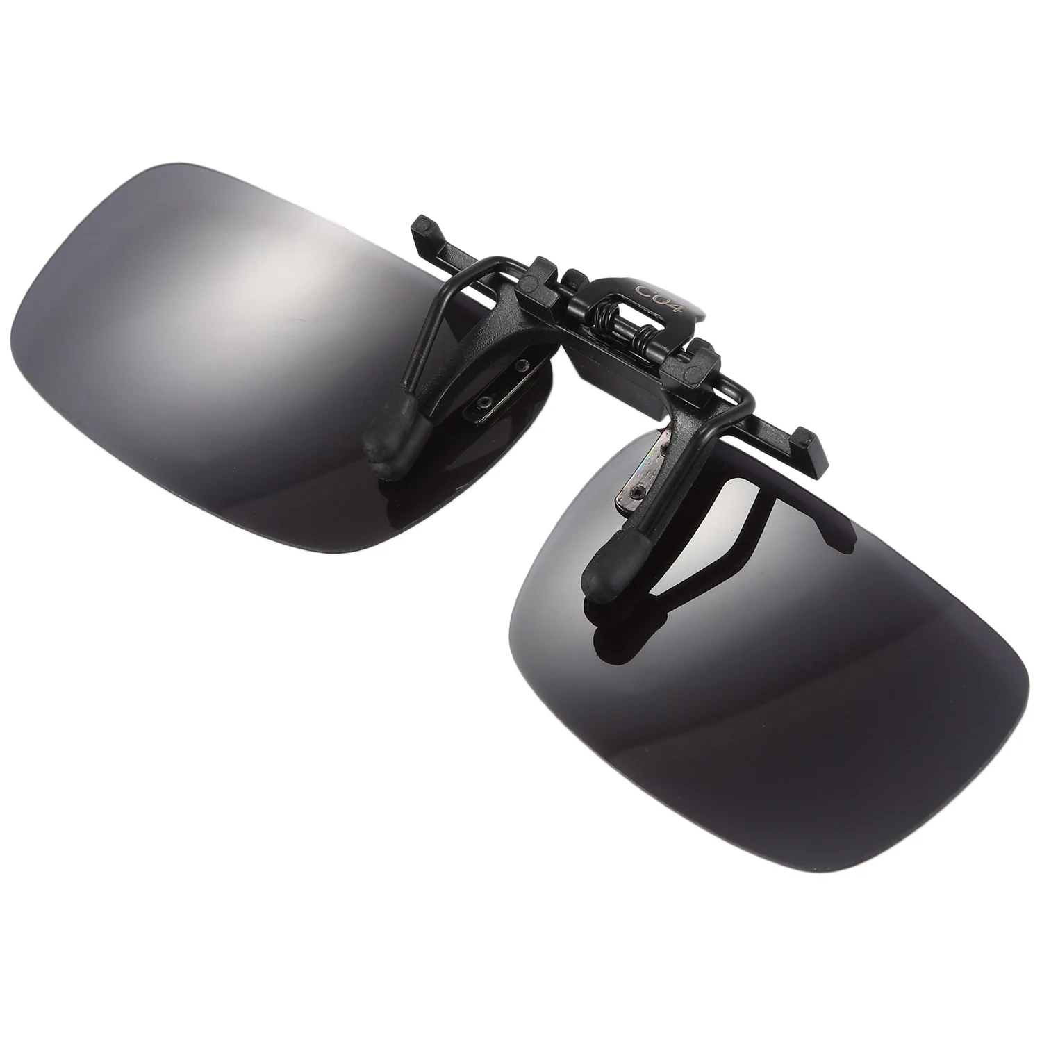 A88M поляризационные солнцезащитные очки без оправы с прямоугольными серыми линзами и откидной клипсой на солнцезащитных очках