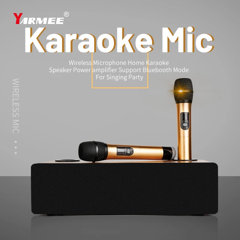 YARMEE-Sistema de Canto de Karaoke inalámbrico Echo profesional, Incluye micrófono de 2 canales, amplificador de Altavoz Bluetooth para el hogar, KTV