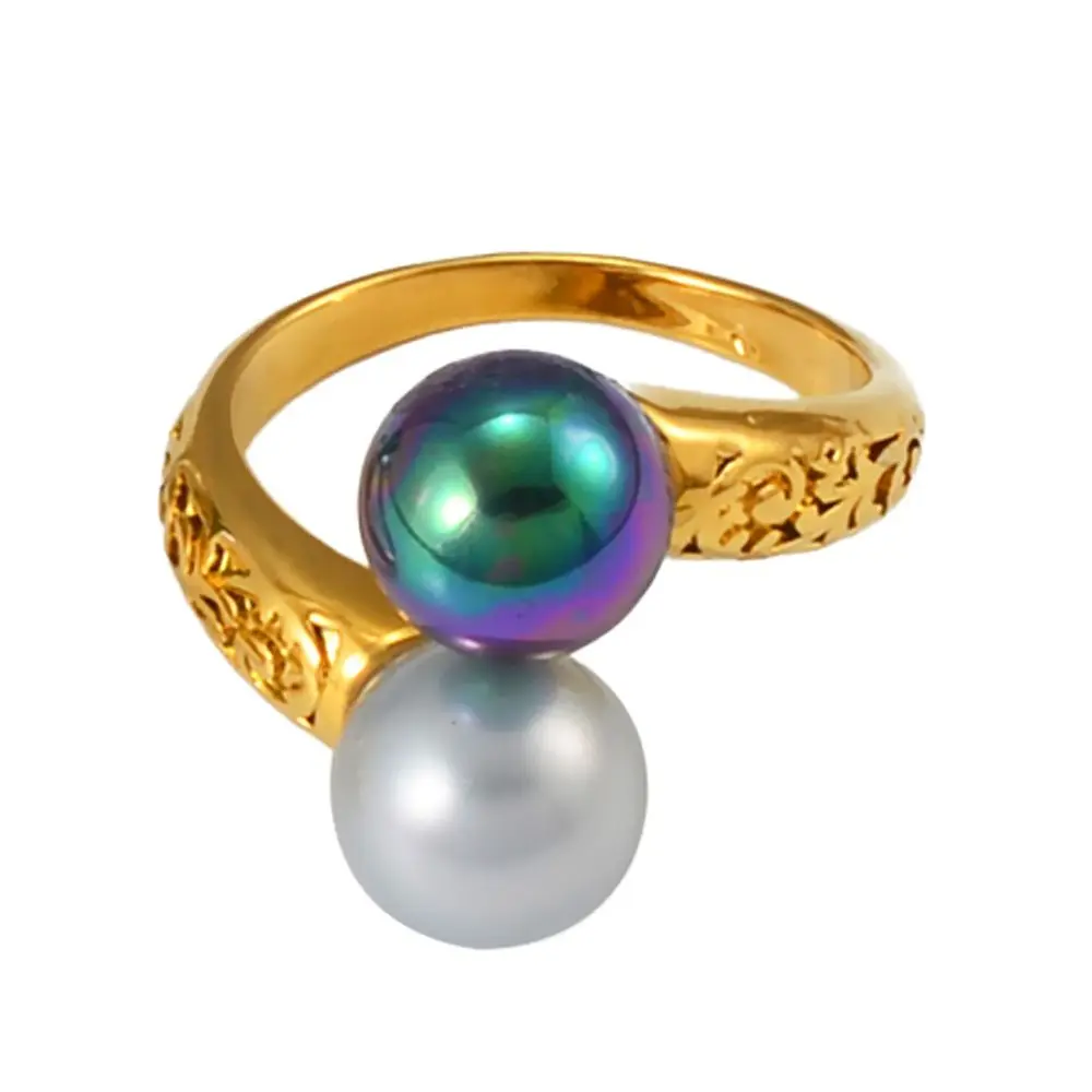 Anniyo Two Color Pearl Rings New Zealand Australia Hawaiian Ring Guam Mothers Wifes  Jewelry Chuuk Polynesian #245906