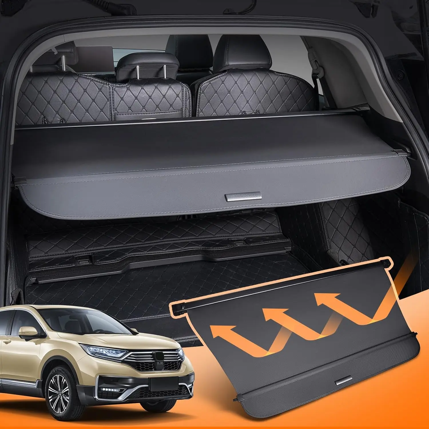 for Honda CRV 2023 2024 2025 Cargo Cover, Retractable Rear Trunk Cover Cargo Luggage Privacy Security Shield Shade, fit for Hond