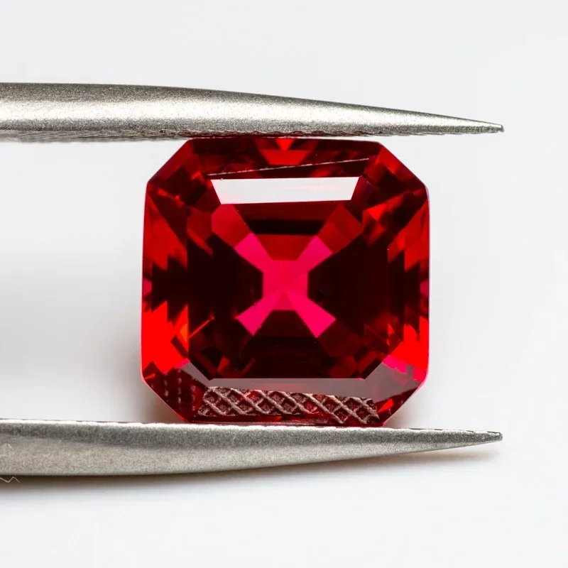 Lab Grown Ruby Asscher Square Shape Pigeon Blood Red VVS1 Gemstone for Diy Jewelry Making Materials Selectable AGL Certificate