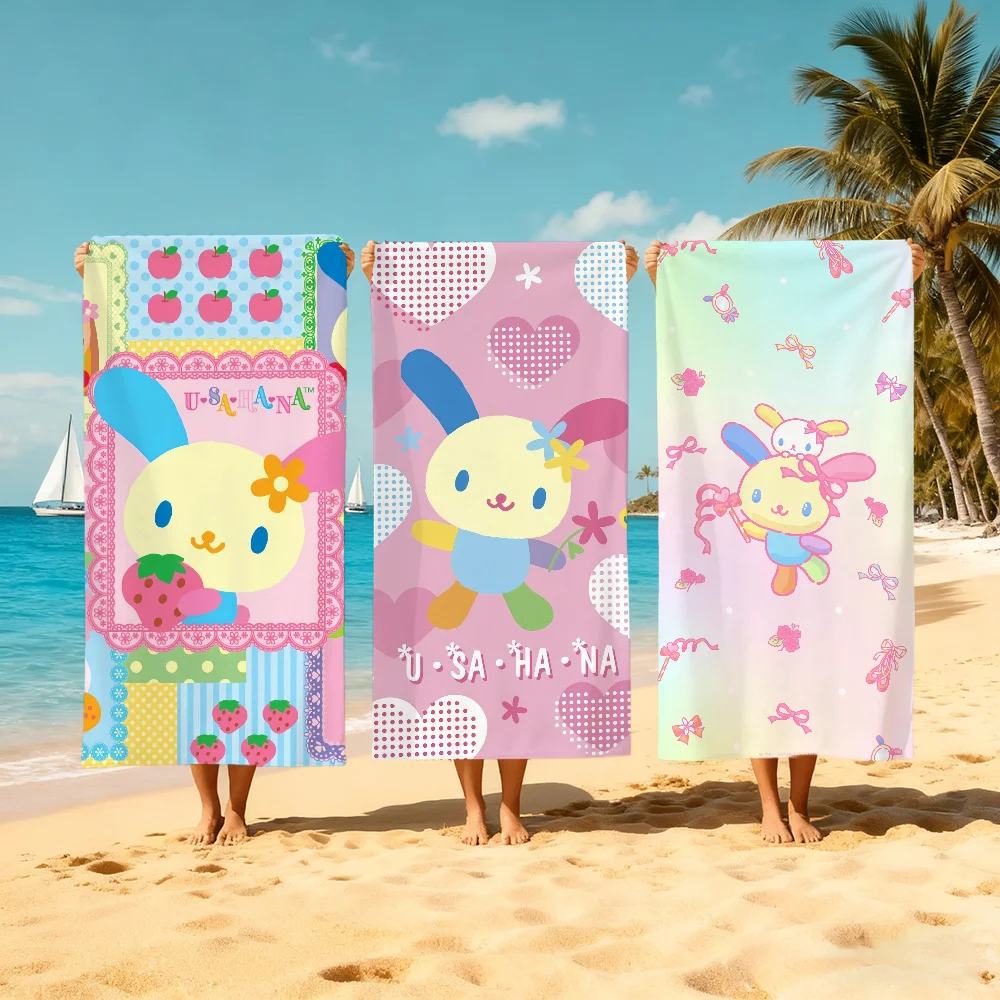 U-uSAHANA-a toalha de praia fofa com desenho animado, toalhas macias de secagem rápida para piscina, presente para viagens, academia, banho, camping, esportes