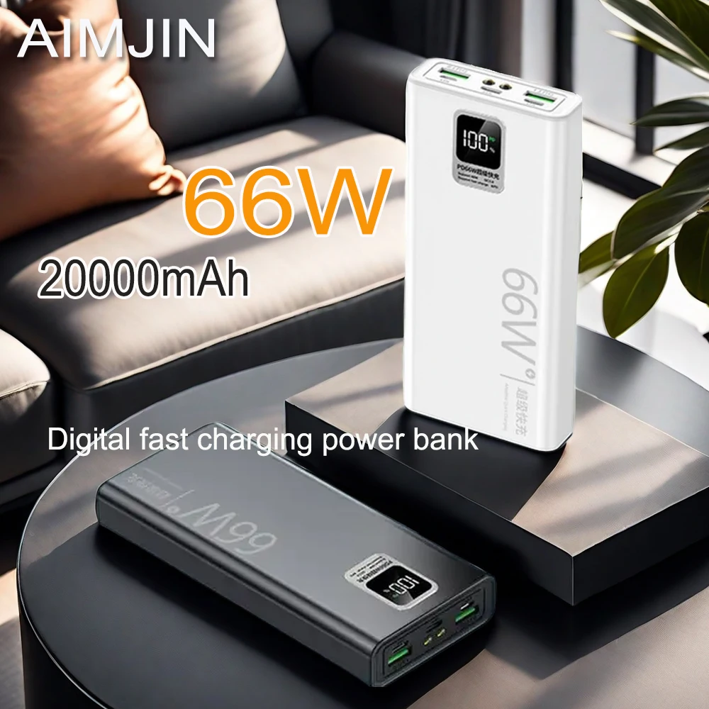 

66W Fast Charging Power Bank 20000mAh With USB Output External Battery Pack For iPhone Huawei Xiaomi Samsung Portable Powerbank