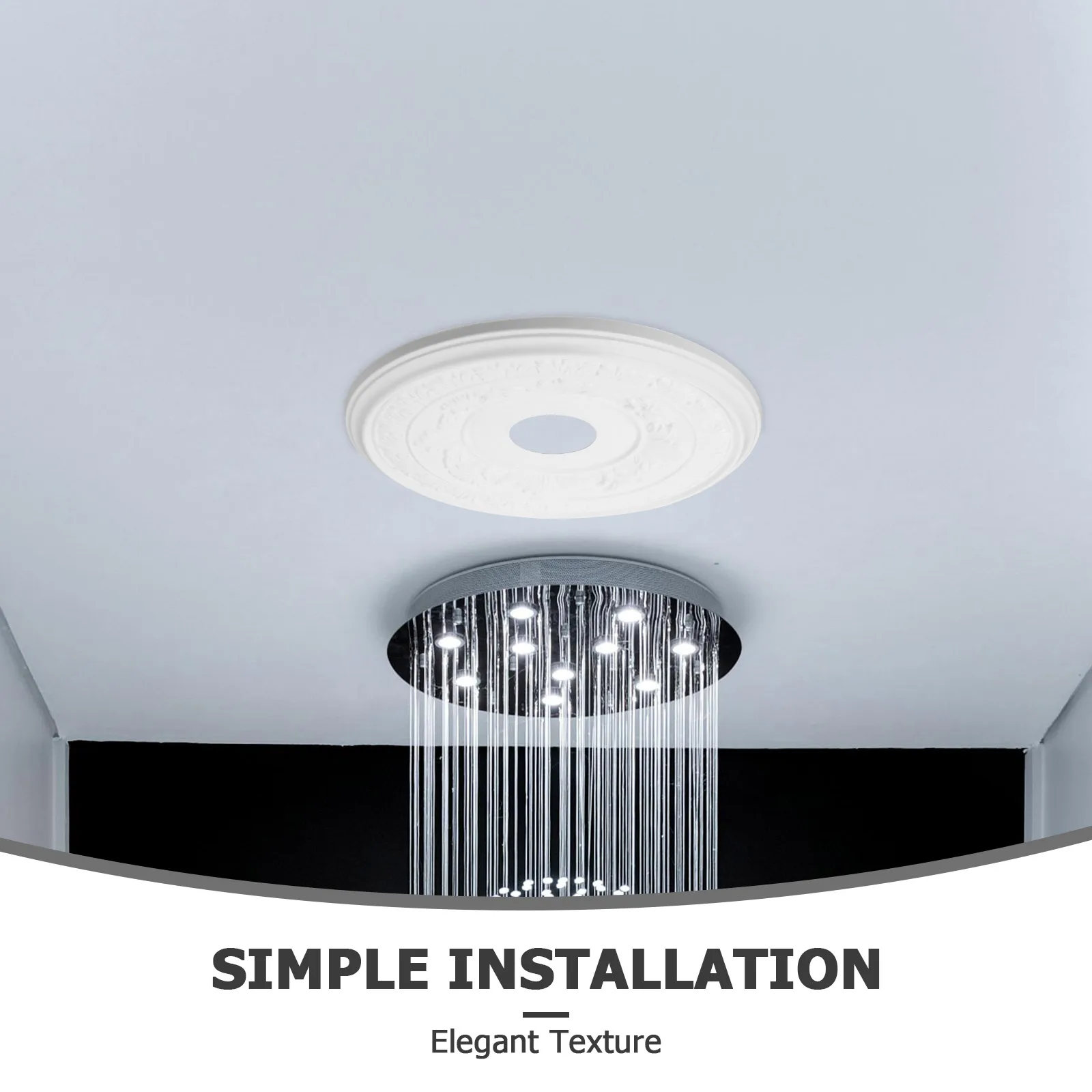 

Pu Ceiling Chandelier Light Fixtures Decorative Round Medallion Ring For Home Office Commercial Use Strong Durable Lighting