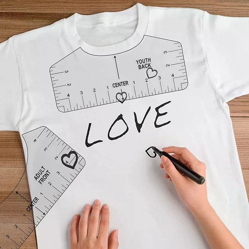 8 pçs t camisa régua guia pvc camiseta régua para centro projetos t camisa ferramenta de alinhamento para adulto juventude criança infantil