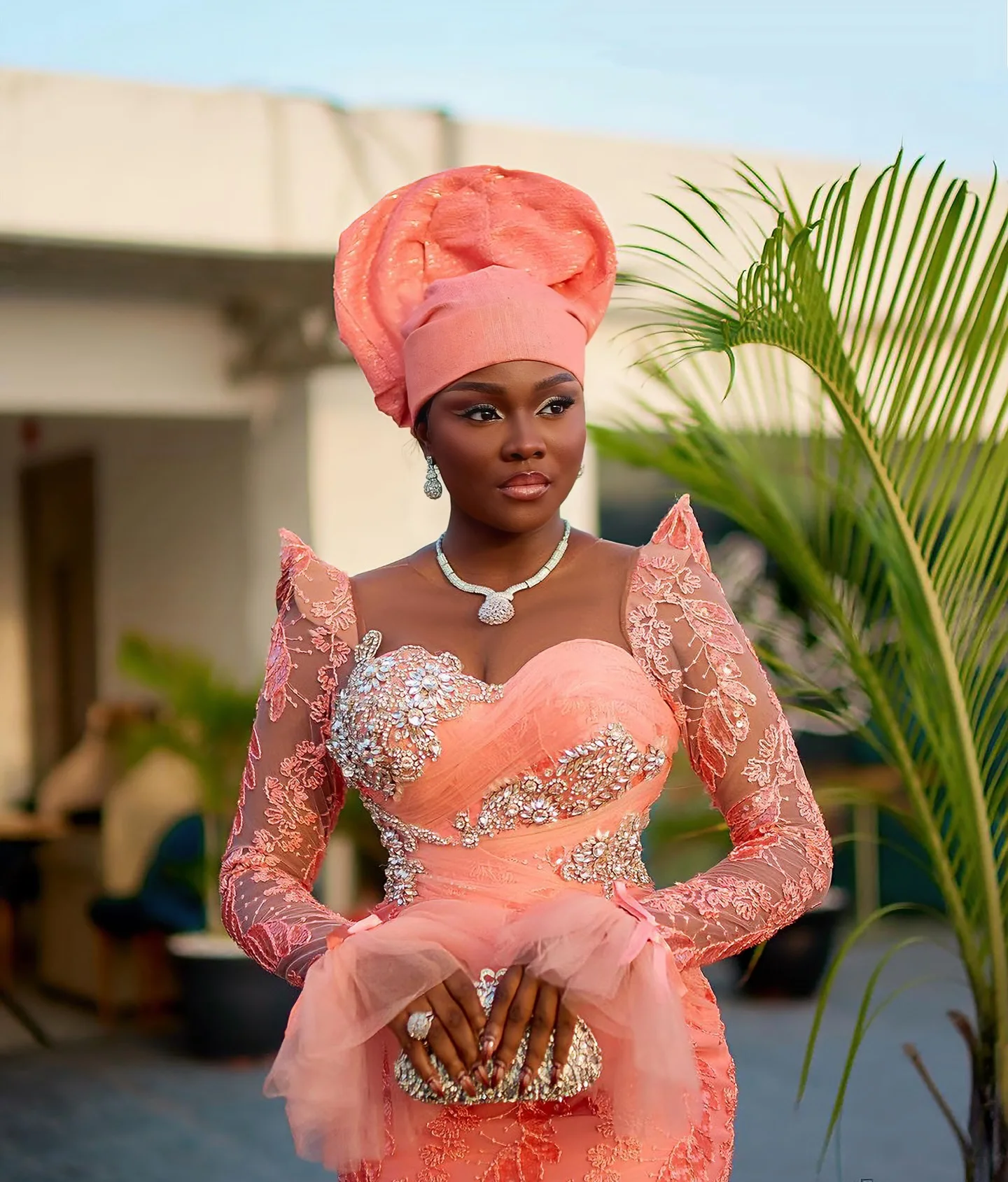 Nigerian Pretty Lace Birthday Dress Luxury Beaded Crystals African Traditional Wedding Bride Dress Aso Ebi Prom Party Dresses image 3