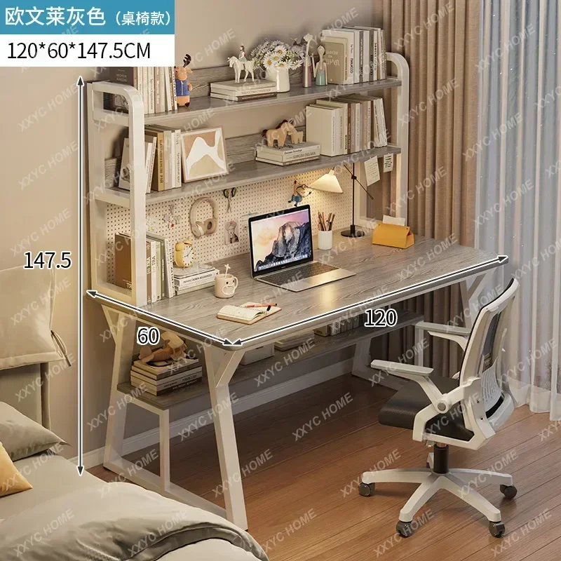 YYL-SM Computer Desk Office Desk Small Home Study Table Bedroom Student Writing Desk Bookshelf Attached Foldable Compact Space S