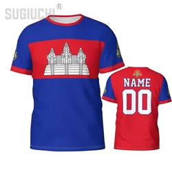 Custom Name Number Cambodia Flag Emblem 3D T-shirts For Men Women Tees jersey team Clothes Soccer Football Fans Gift T shirt