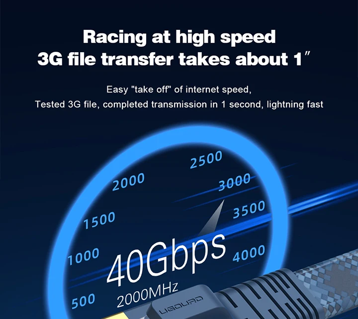 CAT 8 Flat Network Internet Cable 40Gbps 2000MHz Round RJ45 Nylon Braided LAN Cable Patch Cord for Modem Router PC PS4/5/6 Xbox