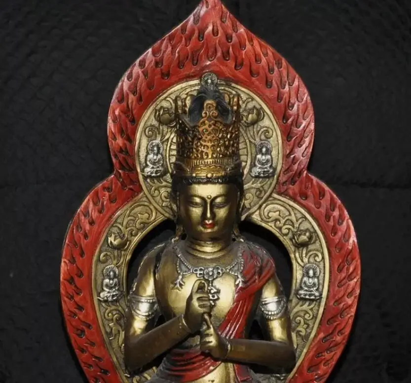 11'' Tibet Bronze Paintings gilt Kwan-Yin GuanYin tara goddess Buddha Statue