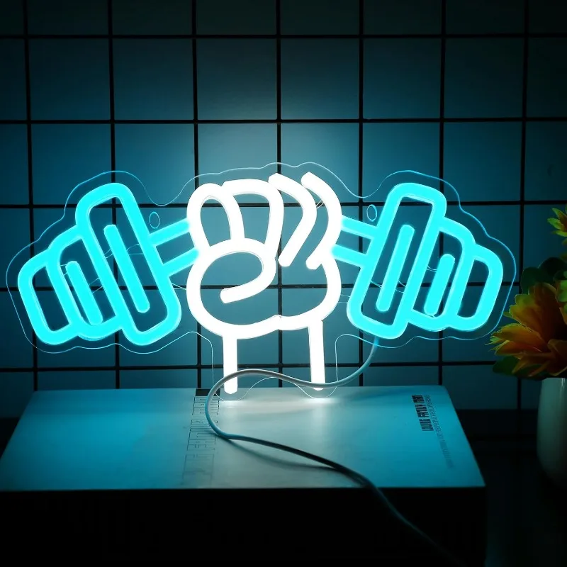 

Dumbbell Neon Sign, Gym Wall Hanging Neon Light Signs for Sports Room, Decor Club, Party Bar, Customized LED Neon Lamp USB
