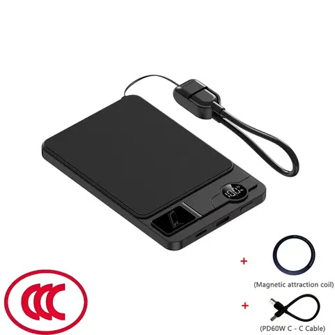 CCC 3C Certified Metal PD22.5W Power Bank 10000mAh MagSafe Wireless Charger Slim External Battery for iPhone Samsung Xiaomi