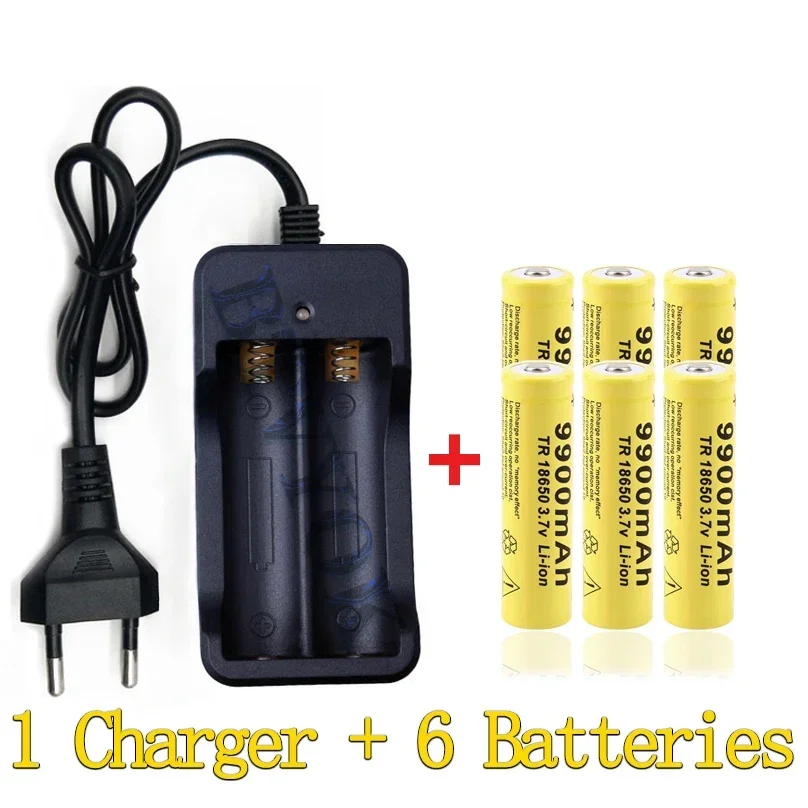 

3.7V 9900mAh TR18650 Capacity Rechargeable Battery Li-ion Rechargeable Battery For Flashlight Torch Battery+Charger