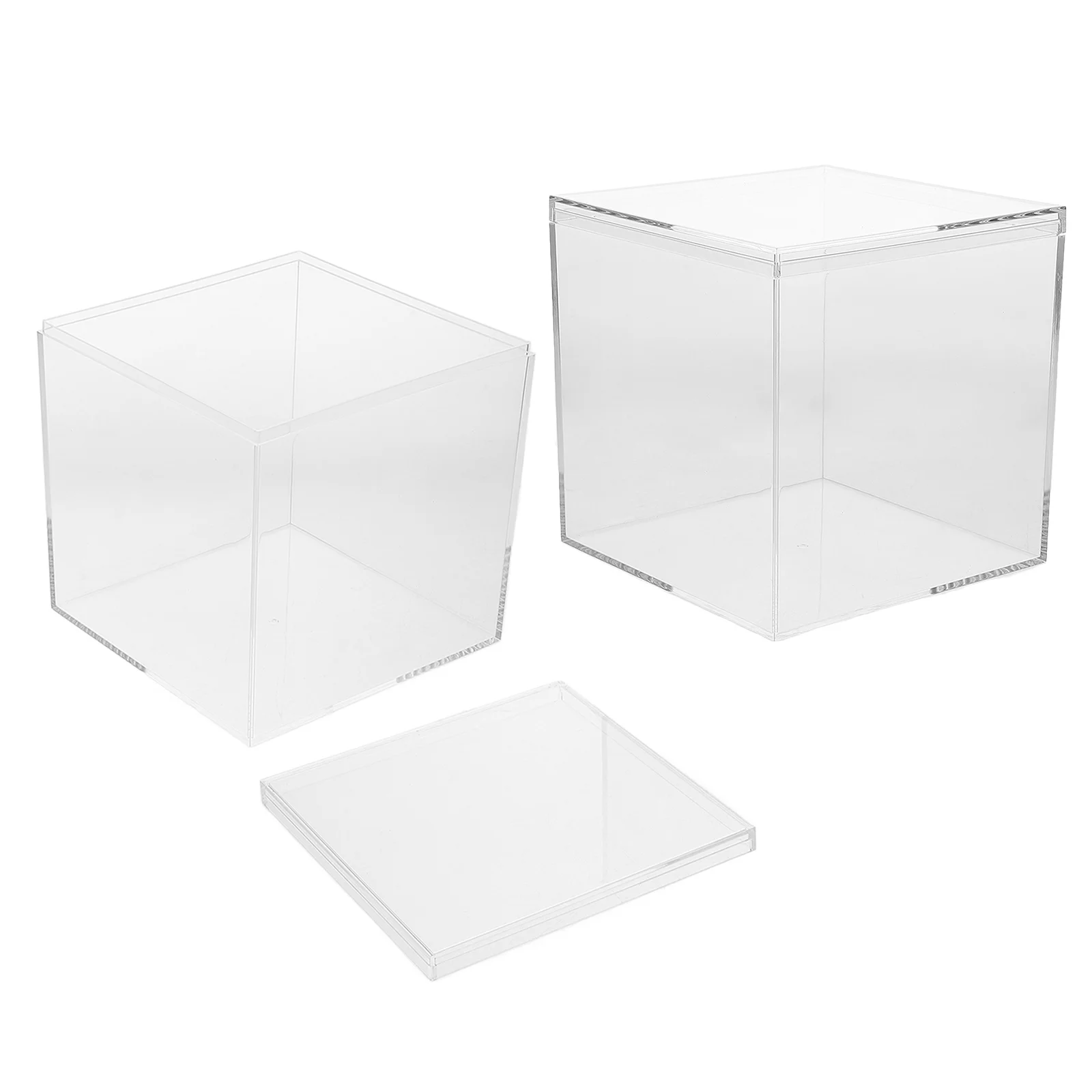 

2Pcs Transparent Wedding Candy Box 4.7x4.7x4.7 Inch Square Clear Plastic Favor Container Organizing Box for Candies Presents