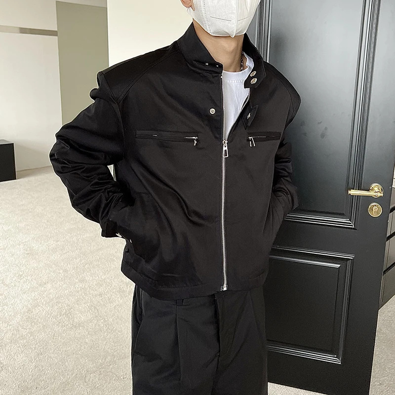 2025 Fashion Short Jackets Mens Vintage Korean Style Spring Outdoor Work Black Short Jacket High Street Outerwear Coat Male