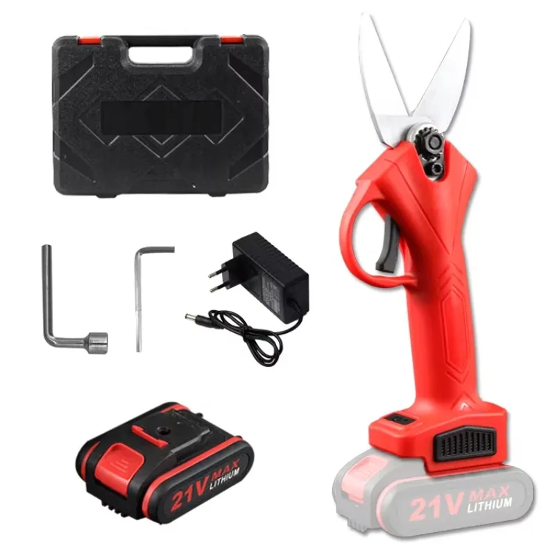 Red Electric Scissors for  Garden Pruning Cutter, Battery Metal Pruner Scissors