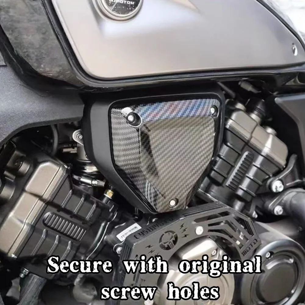 غطاء مزخرف لمرشح الهواء لتعديل الدراجة النارية ملحقات تعديل ألياف الكربون باللون الأسود لـ Qianjiang Flash 600