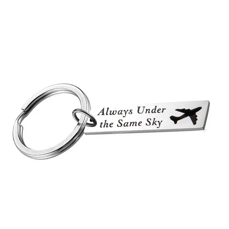 Always Under The Same Sky Pilot Keychain Personality Creative Letter Flying Pendant Stainless Steel Jewelry YLQ6546