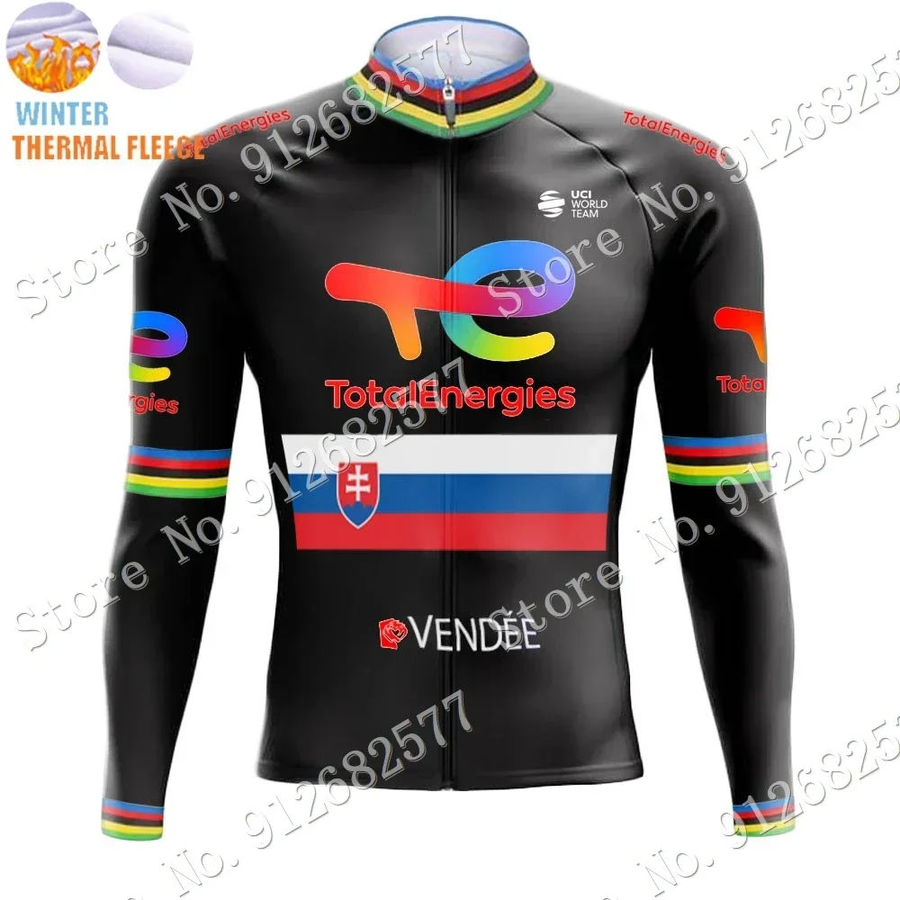 2024 Total New Energies Team Black Slovakia Cycling Jersey Set Men Long Sleeve Clothing Suit MTB Bike Road Pants Bib Maillot