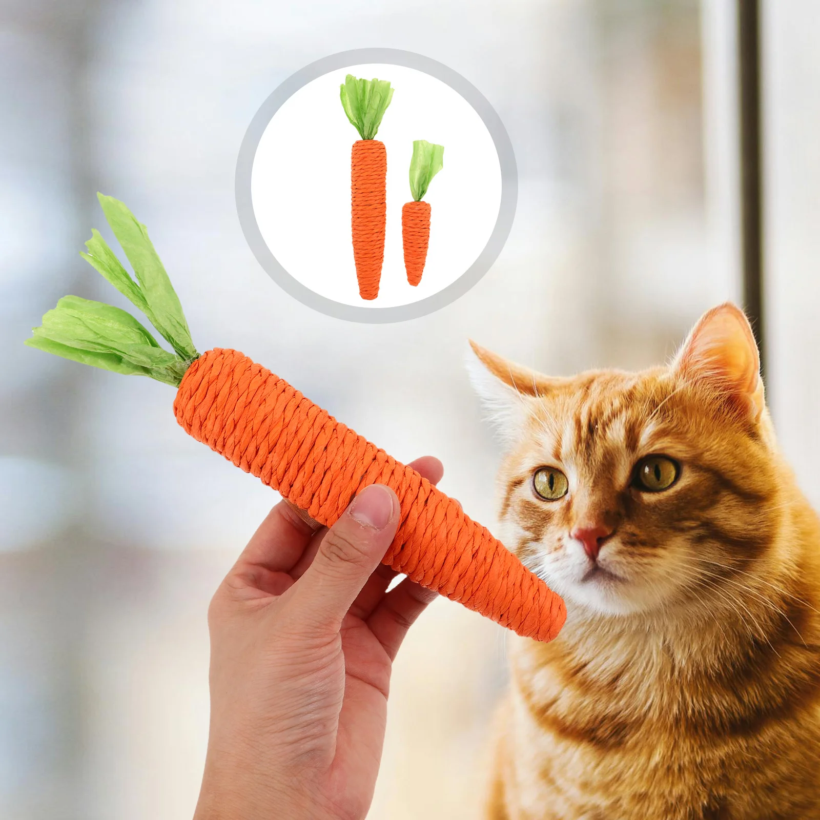 

2pcs Cat Carrot: Chewable Kitten Dental Chews Scratch Resistant Interactive Play Stimulation Enrichment Activity Pet Accessories