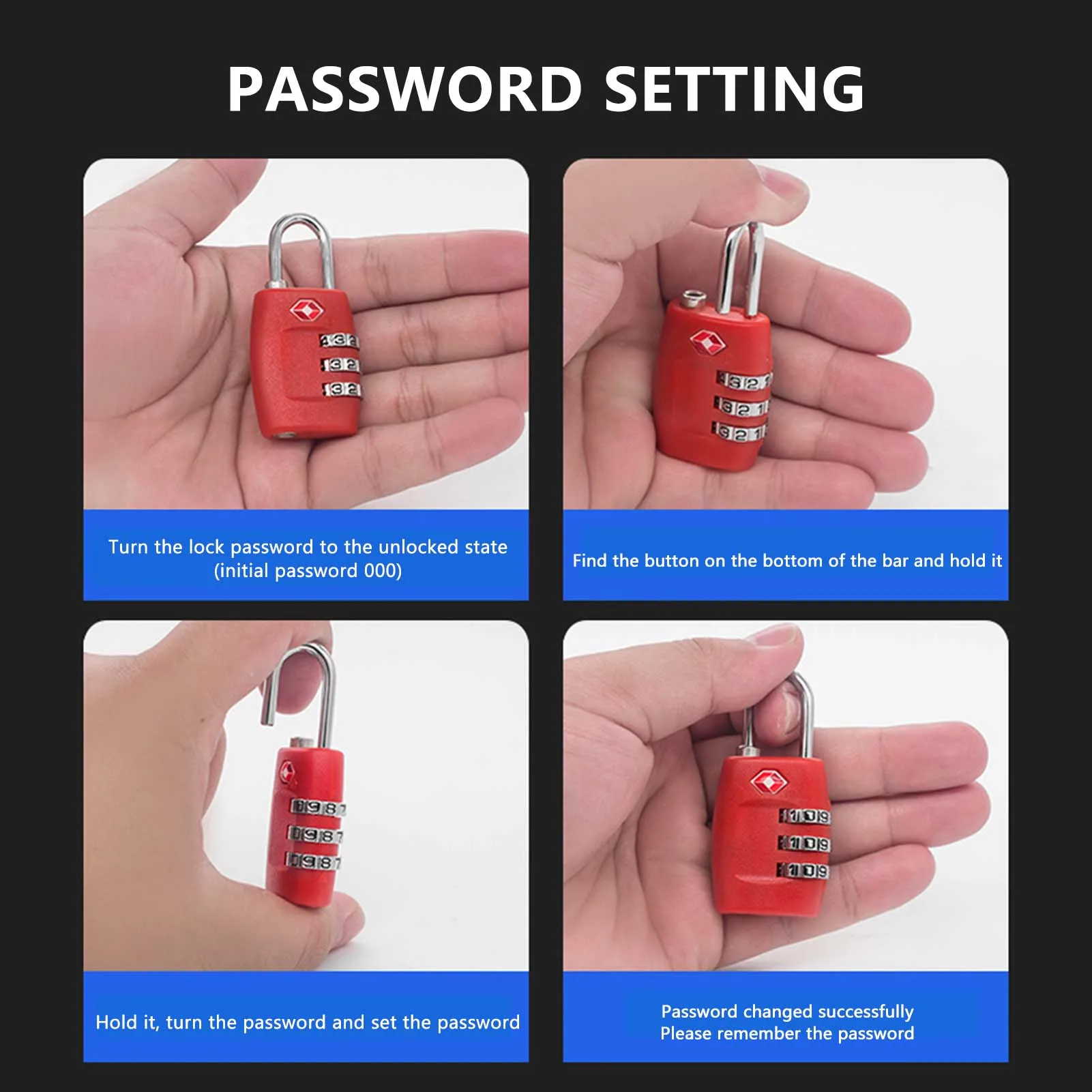 Resettable 3 Digit Combination Padlock Luggage Case Padlock Box Black Lock Coded Lock School Gym Locker Security Protection