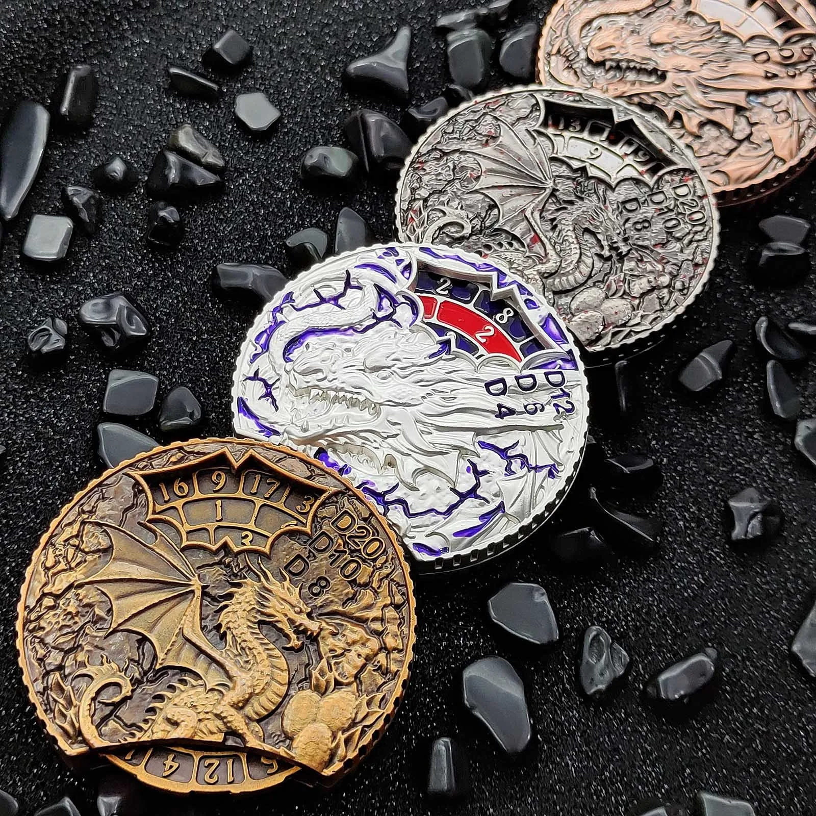 

7 в 1, вращающиеся кубики для рулетки, цифровой компас, металлические кубики DND для ролевых игр Dungeon & Dragons, настольная опора-спиннер