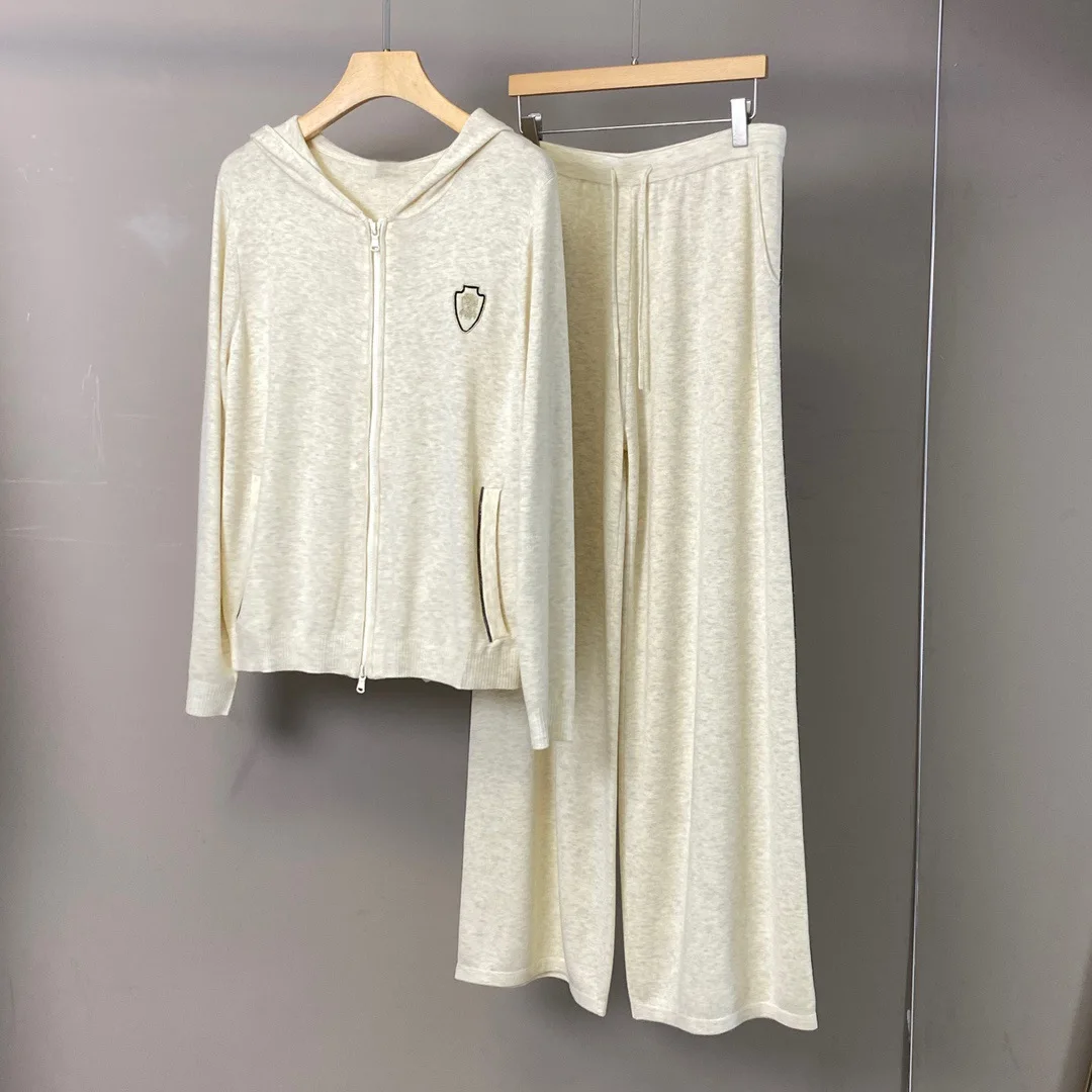 25 Autumn and Winter New Wool Hooded All-match Knitted Long-sleeved Jacket for Women