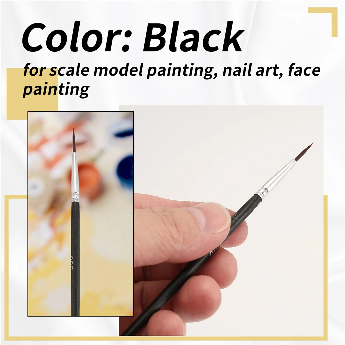 A97G 60 قطعة من فرش الطلاء التفصيلي، فرشاة طلاء ذات أطراف رفيعة مع 3 أحجام 0 00 000 فرشاة بطانة طلاء دقيقة صغيرة الحجم