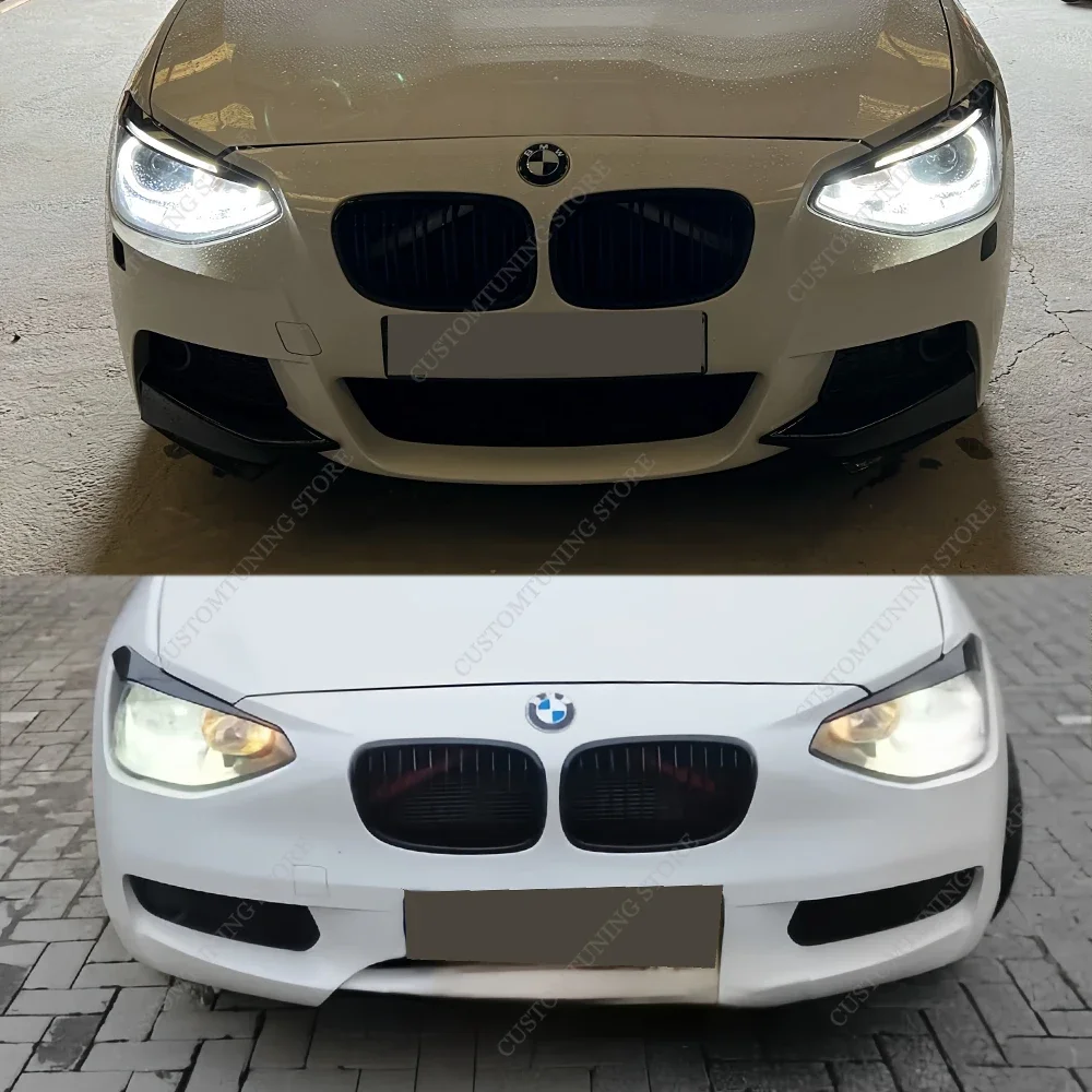 For BMW F20 F21 2Pcs ABS Gloss Headlight Evil Eyebrows Eyelids 116d 118i 120i 120d M135i M140i 2011-2019 Pre-Lci 3D Stickers