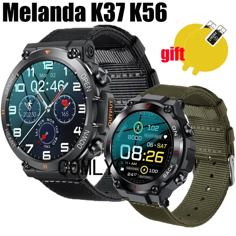 3in1 for MELANDA K56 K37  Smart watch Strap Band Nylon Canva women men Belt Screen Protector