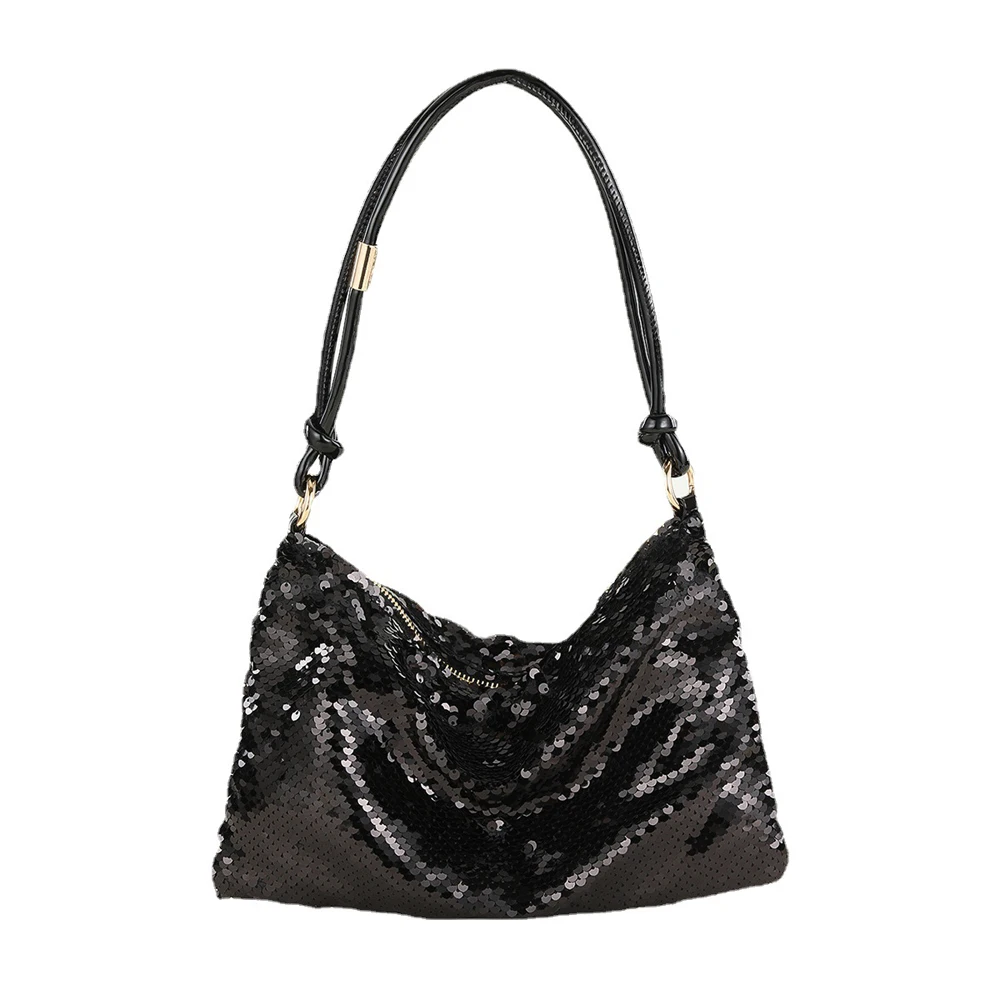 Bolso de noche con lentejuelas suaves para mujer, bolsa Hobo de media luna, bolso de mano para boda, bolso de mano para regalo de Año Nuevo, Asa superior