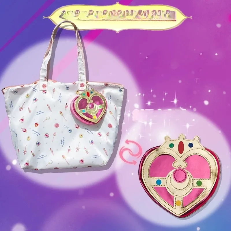In stock Anime Sailor Tote Bag Tsukino Usagi Folding Large Capacity Transformation Coin Purse Shopping Bag Cosplay Doujin Gifts