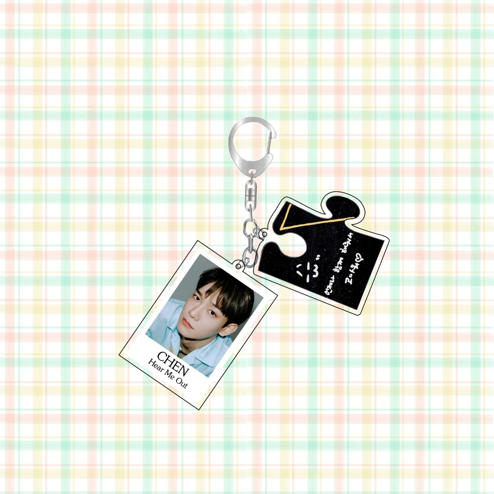 Kpop EXO Hear Me Out ألبوم نمط المعبود صور سلسلة مفاتيح مصنوعة من الأكريليك حقيبة إكسسوارات ساحرة مروحة البضائع تحصيل SEHUN BAEKHYUN SUHO #2