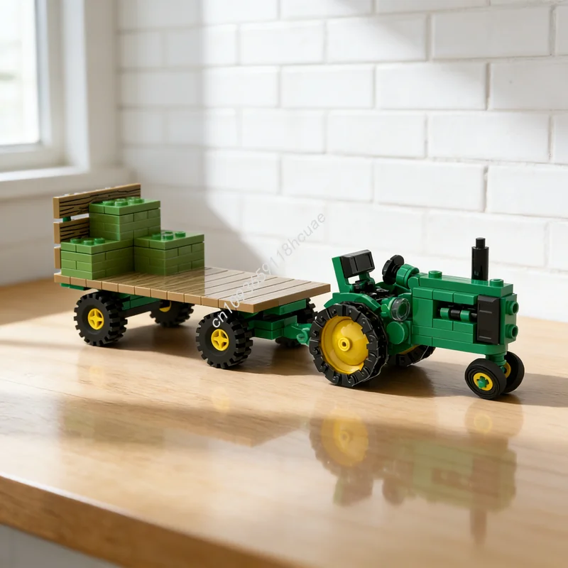 

161pcs MOC Early John Deere Hay Cart City Farm Model Building Blocks Christmas Gift Construction Creative Education Toys Idea