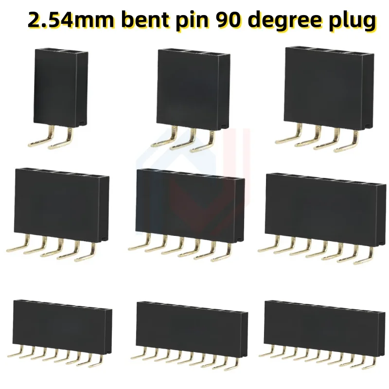 10PCS 2.54mm Curved Needle Female Header Single Row Double Row 90 Degree Socket Pin Header 2P3P4P5P6P8P-40P Pin Connector