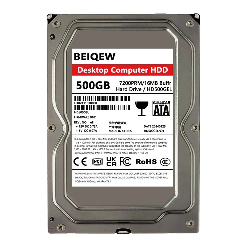 Disco rigido desktop HDD da 500 GB 16 MB cache 7200 giri/min Disco rigido interno da 3,5 pollici SATA 3.0