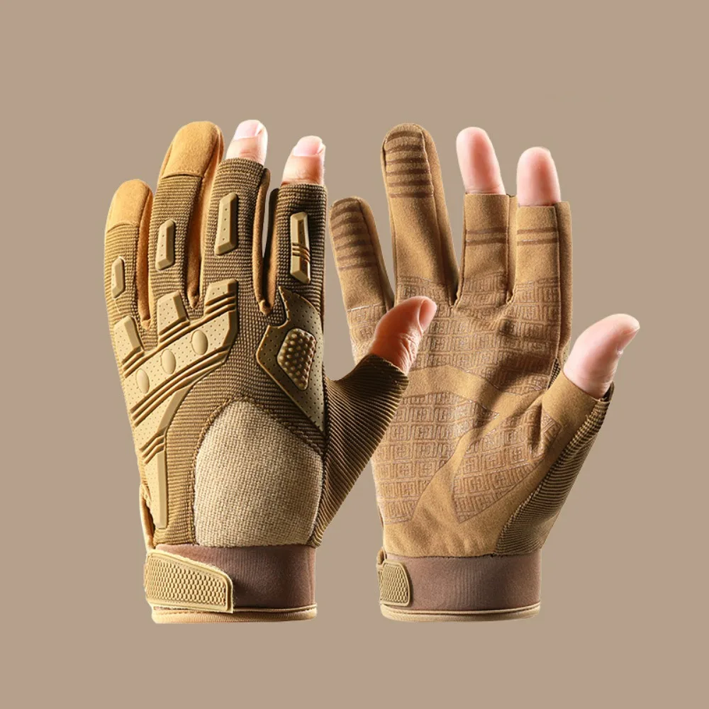 

Three Fingers Motorcycle Gloves Wear-Resistant Vintage Racing Finger Mittens Fingerless Goatskin Leather Men'S Fingerless Gloves