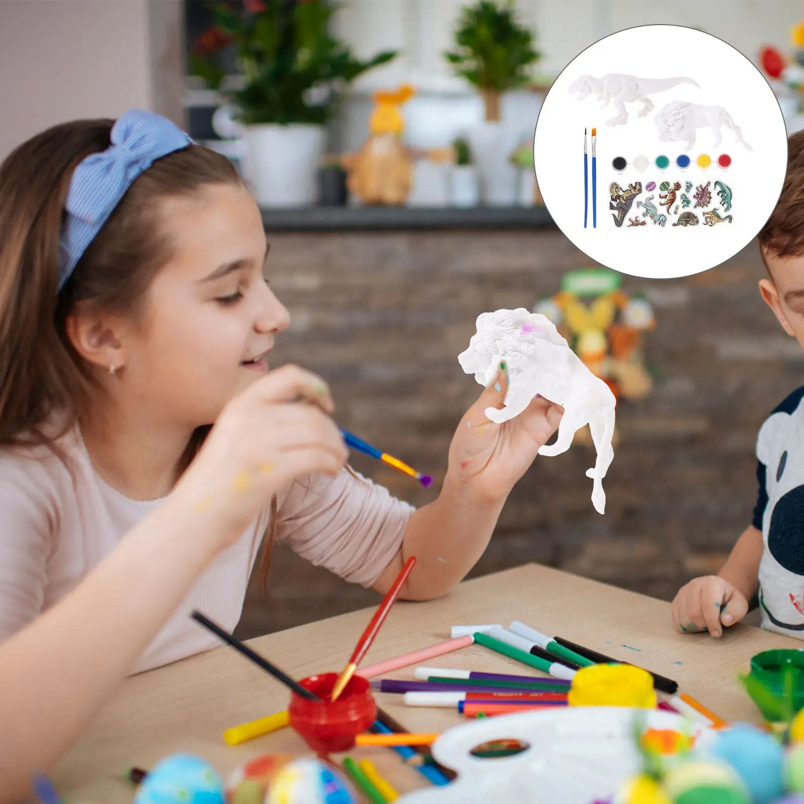 

2 Sets Dino Crafts for Kids Dinosaur Painting Kit Children Dinosaurs Cute Graffiti Toy